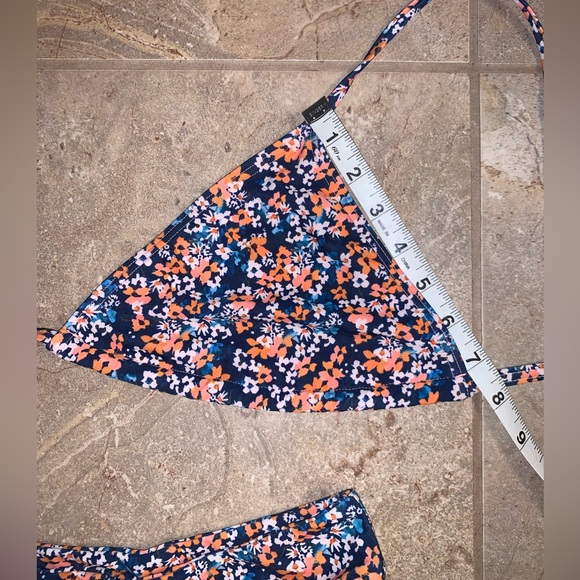 Shein Blue Orange Floral String Triangle Top Cheeky Bikini Set - Size Medium - Picture 5 of 8